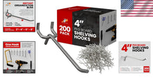 Load image into Gallery viewer, 200 Pack 4-Inch J-Style Pegboard Hooks - Rust-Resistant Steel Storage Solution
