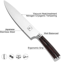 Load image into Gallery viewer, 8-Inch Japanese Chef Knife with Ergonomic Pakka Handle - Premium Gift Box Ready