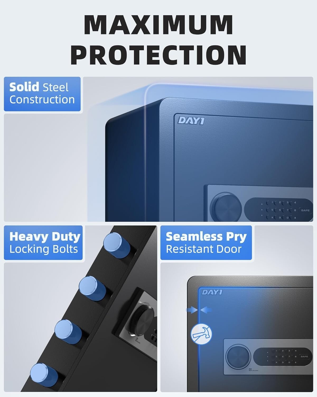 Alloy Steel Safe Box - 2.0 Cu Ft with Fireproof Bag & Dual Alarm Security