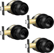 Load image into Gallery viewer, Flat Black Keyed Alike Round Door Knobs – 4 Pack Stainless Steel Security