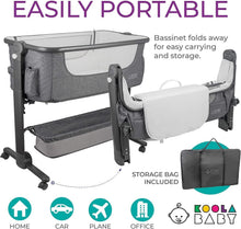 Load image into Gallery viewer, Sleep Nest for Newborn: Grey Bedside Bassinet with Wheels and Storage Basket