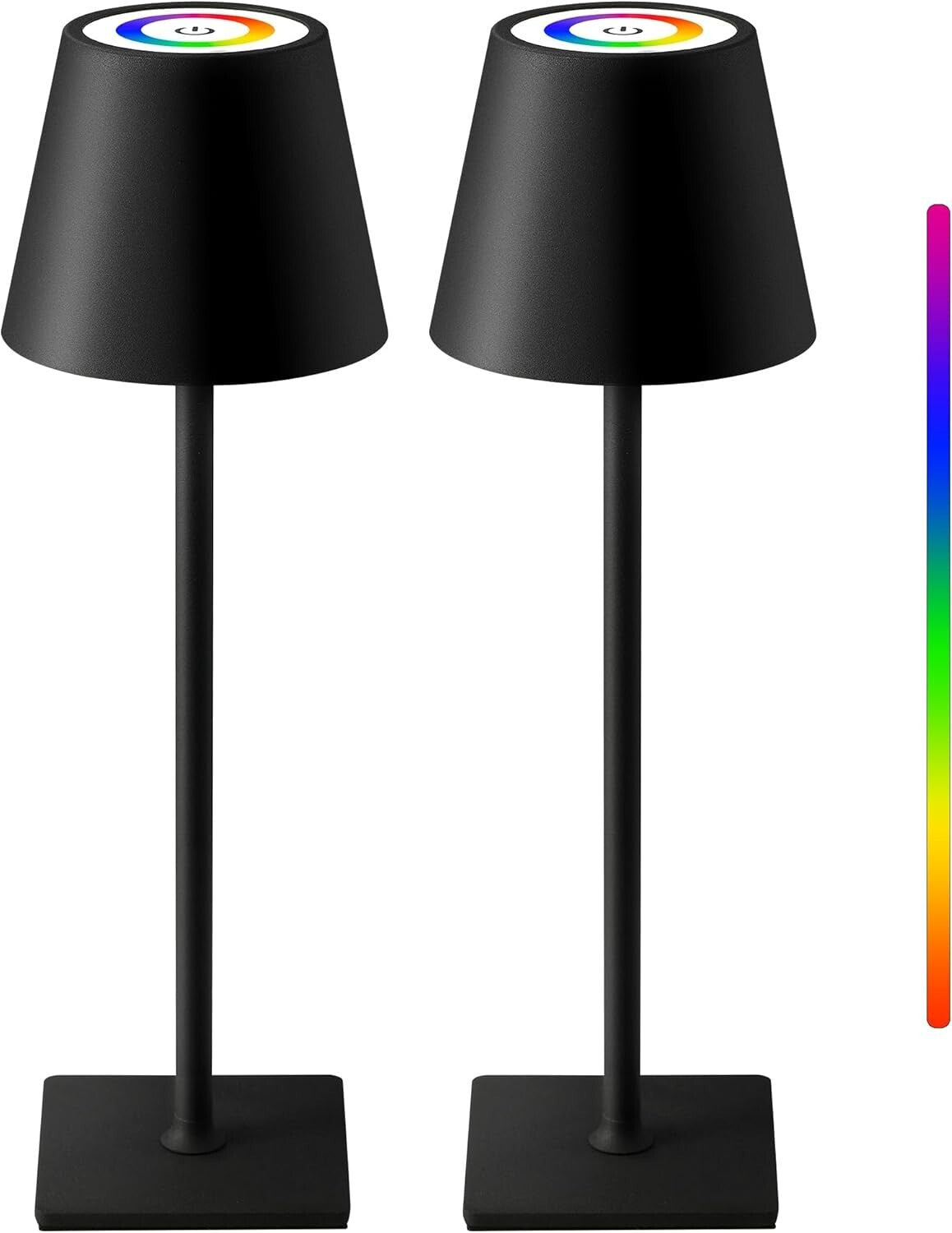 2 Pack Portable Cordless Table Lamp with RGB Stepless Dimming - 14.2 Inch Black
