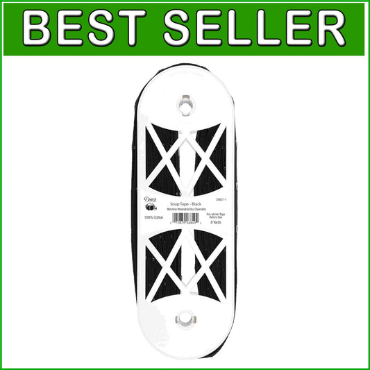 Durable Black Cotton Snap Tape with 12 Snaps - Perfect for Home Decor & Clothing