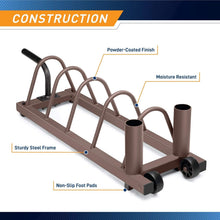 Load image into Gallery viewer, Portable Horizontal Plate and Olympic Bar Rack | Steel Organizer with Wheels