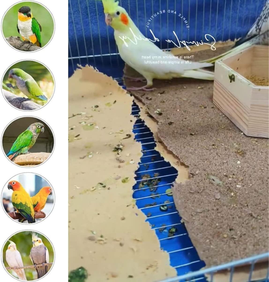 Extra Large 100PCS Bird Cage Paper Liners - Natural Sea Sand for Healthier Birds