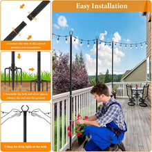 Load image into Gallery viewer, Metal String Light Poles for Outdoor Lighting - Waterproof &amp; All Season Use