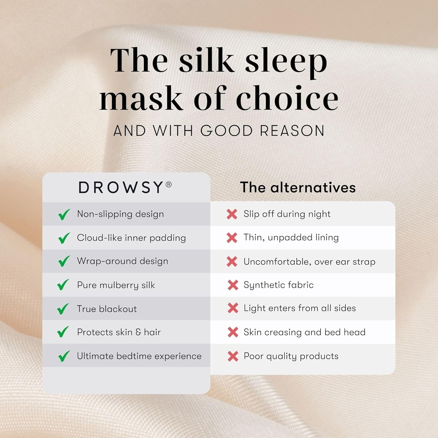 All-Size Secure Fit Silk Sleep Mask – Luxurious Dusty Gold for Total Darkness