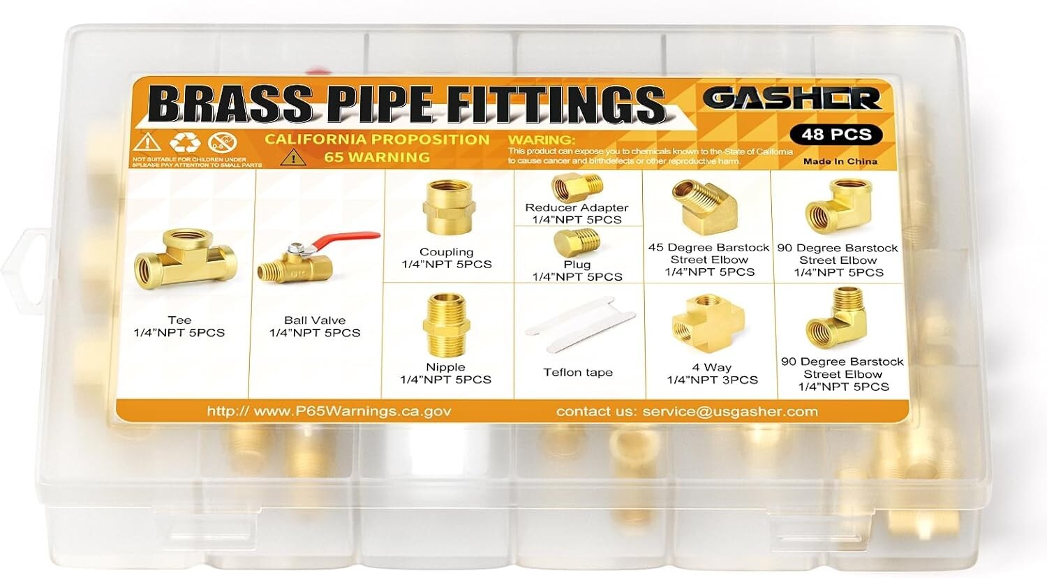 48-Piece Brass Pipe Fitting Kit – Complete Set for Reliable Plumbing Projects