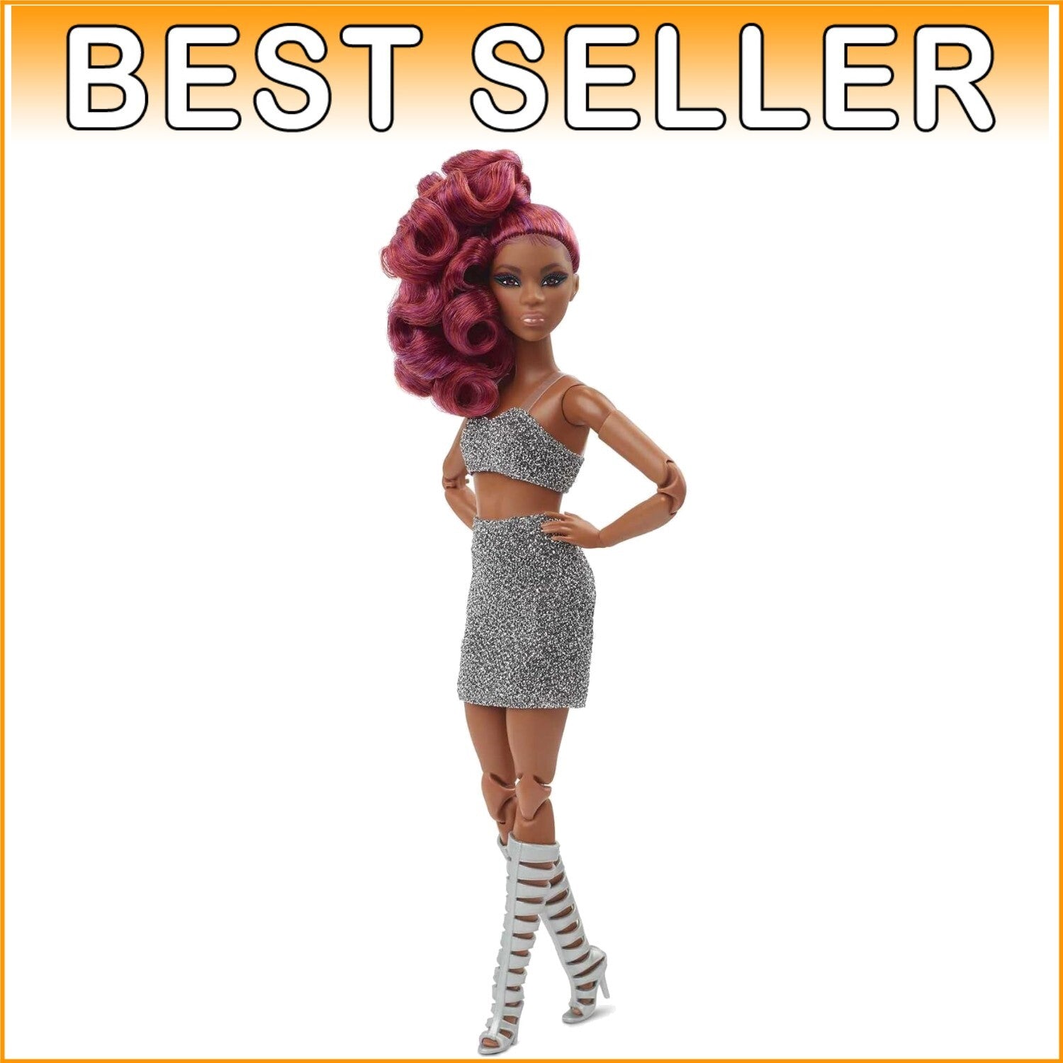 Articulated Collectible Doll - Stunning Red Hair & On-Trend Glittery Fashion