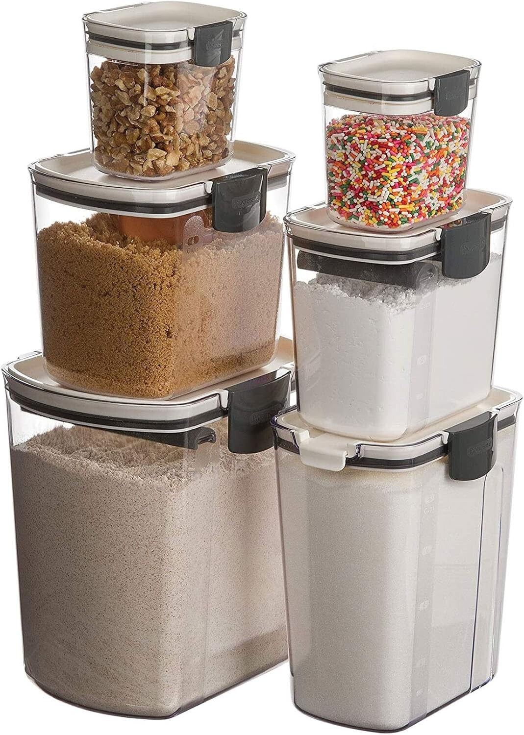 6-Piece Airtight Clear Plastic Storage Set for Flour, Sugar & Baking Essentials