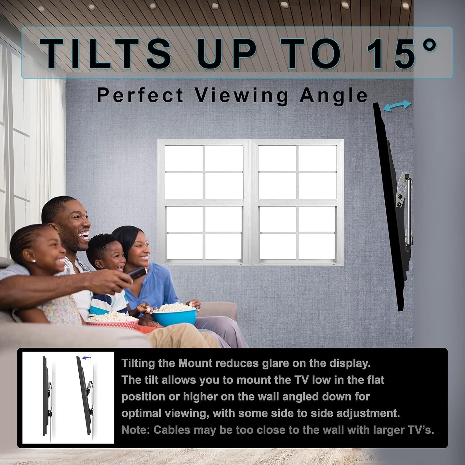 Heavy-Duty Tilt Wall Mount for 37-100" Flat or Curved TVs, Easy Installation