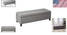 Load image into Gallery viewer, Pillow Soft Grey Fabric Ottoman with Hidden Storage - Perfect for Any Room
