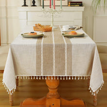 Load image into Gallery viewer, Elegant Striped Waterproof Tablecloth for Kitchen Dining &amp; Holiday Celebrations