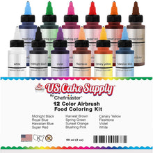 Load image into Gallery viewer, Edible Airbrush Food Colors - 12 Vibrant Shades with Convenient Dispenser