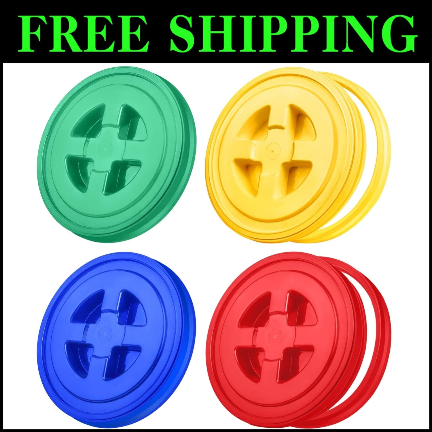 Compact 5-Gallon Bucket Seal Lids – Set of 4 Colorful & Microwaveable Lids