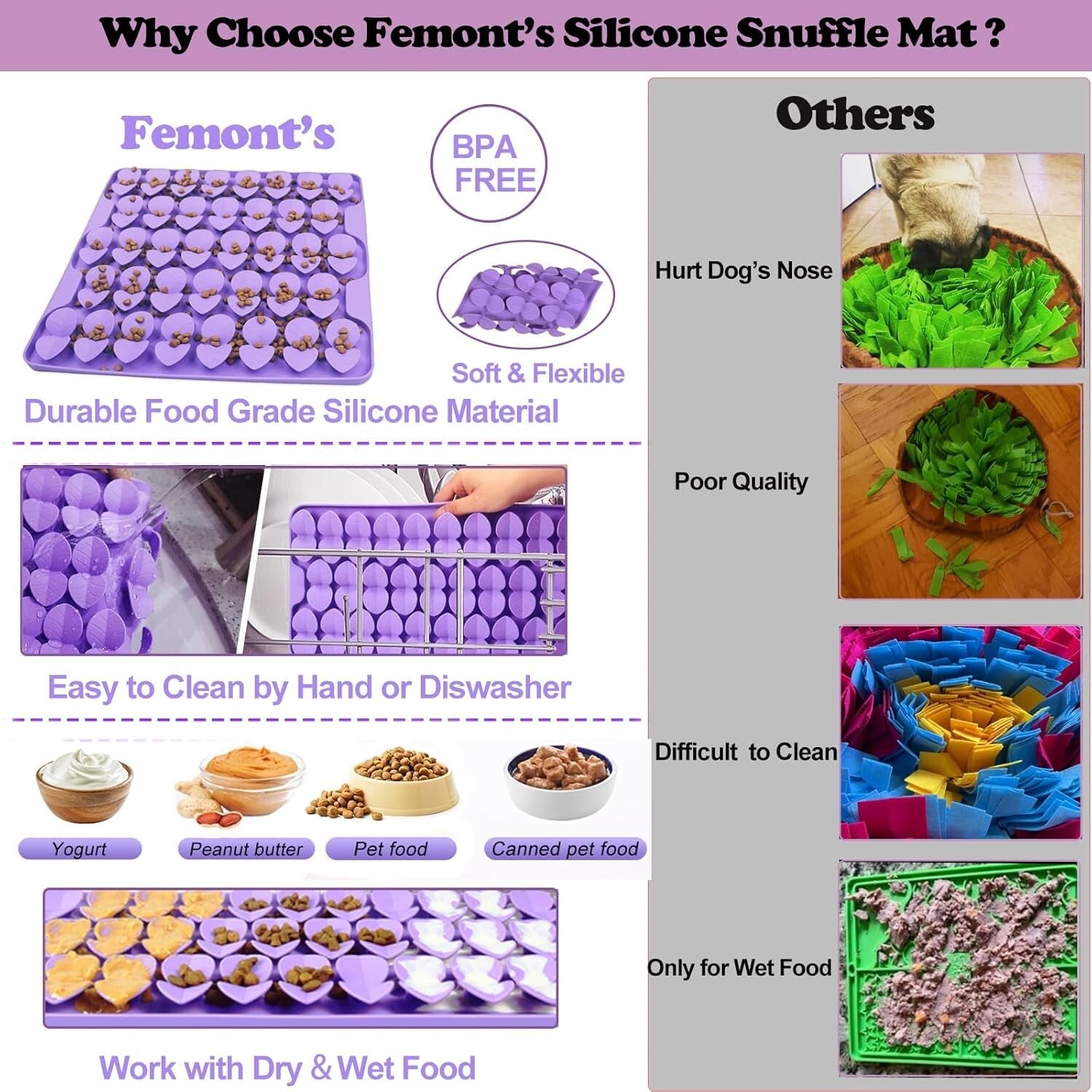 Interactive Snuffle Mat for Large Dogs - Silicone Slow Feeder, 16.3”X16.3”