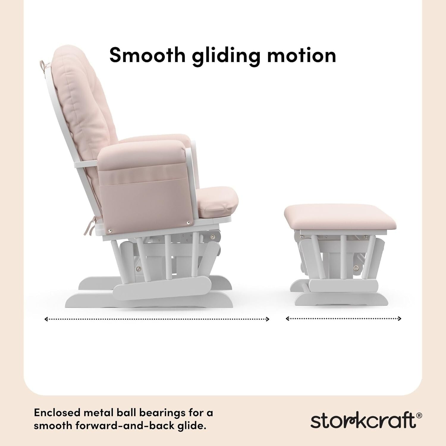 Padded Nursery Hoop Glider & Ottoman with Side Storage – Easy Assembly, Elegant