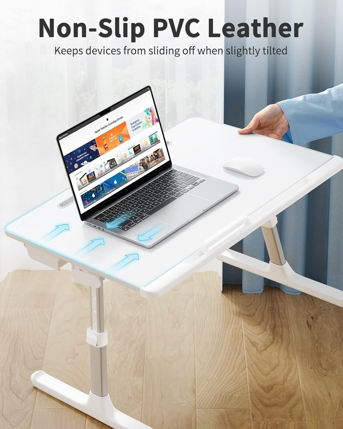 Versatile White Laptop Bed Desk - Height Adjustable for Work & Relaxation