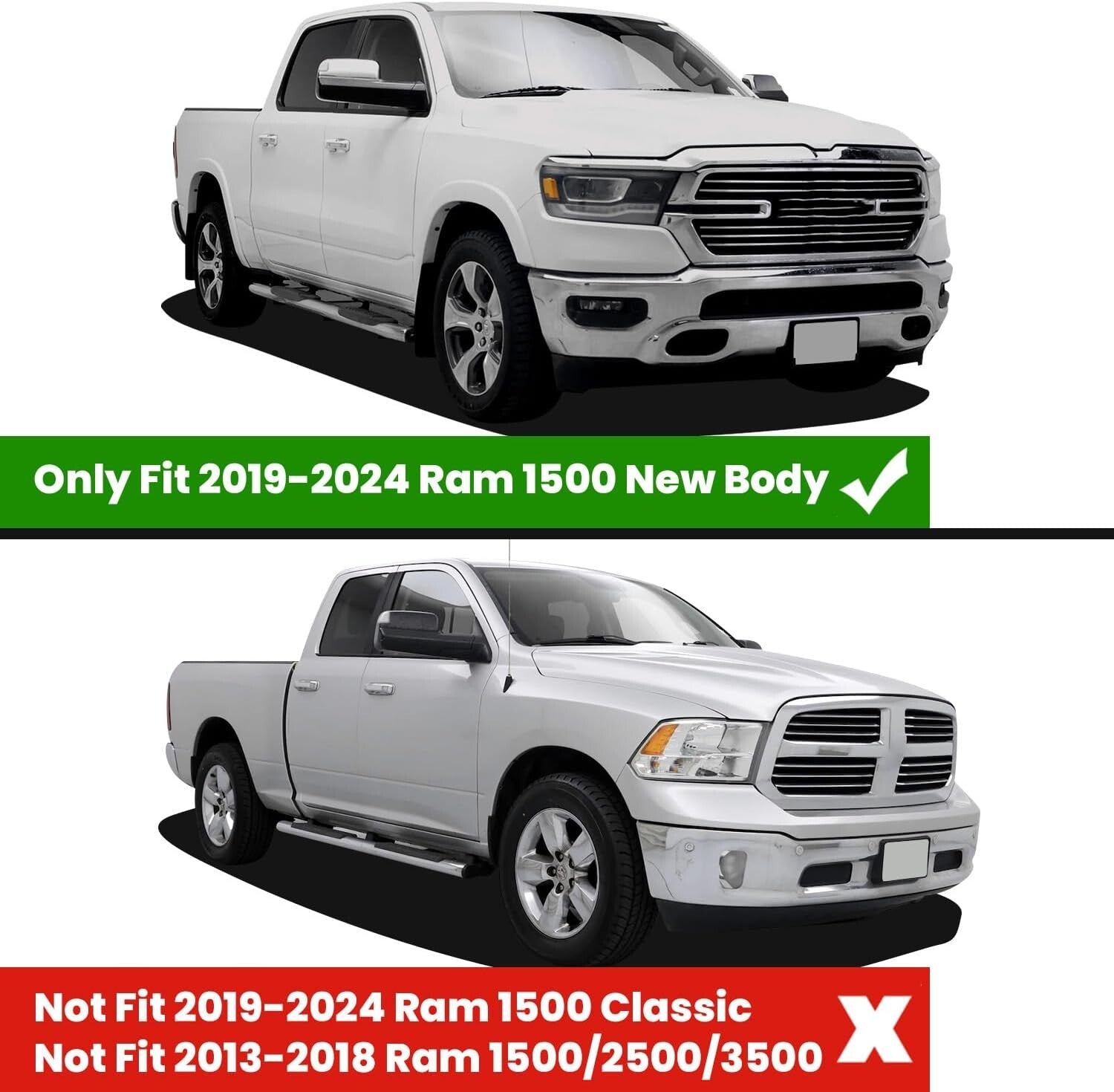 Durable Black Floor Liners for Ram 1500 Crew Cab 2019-2024 with Raised Edges