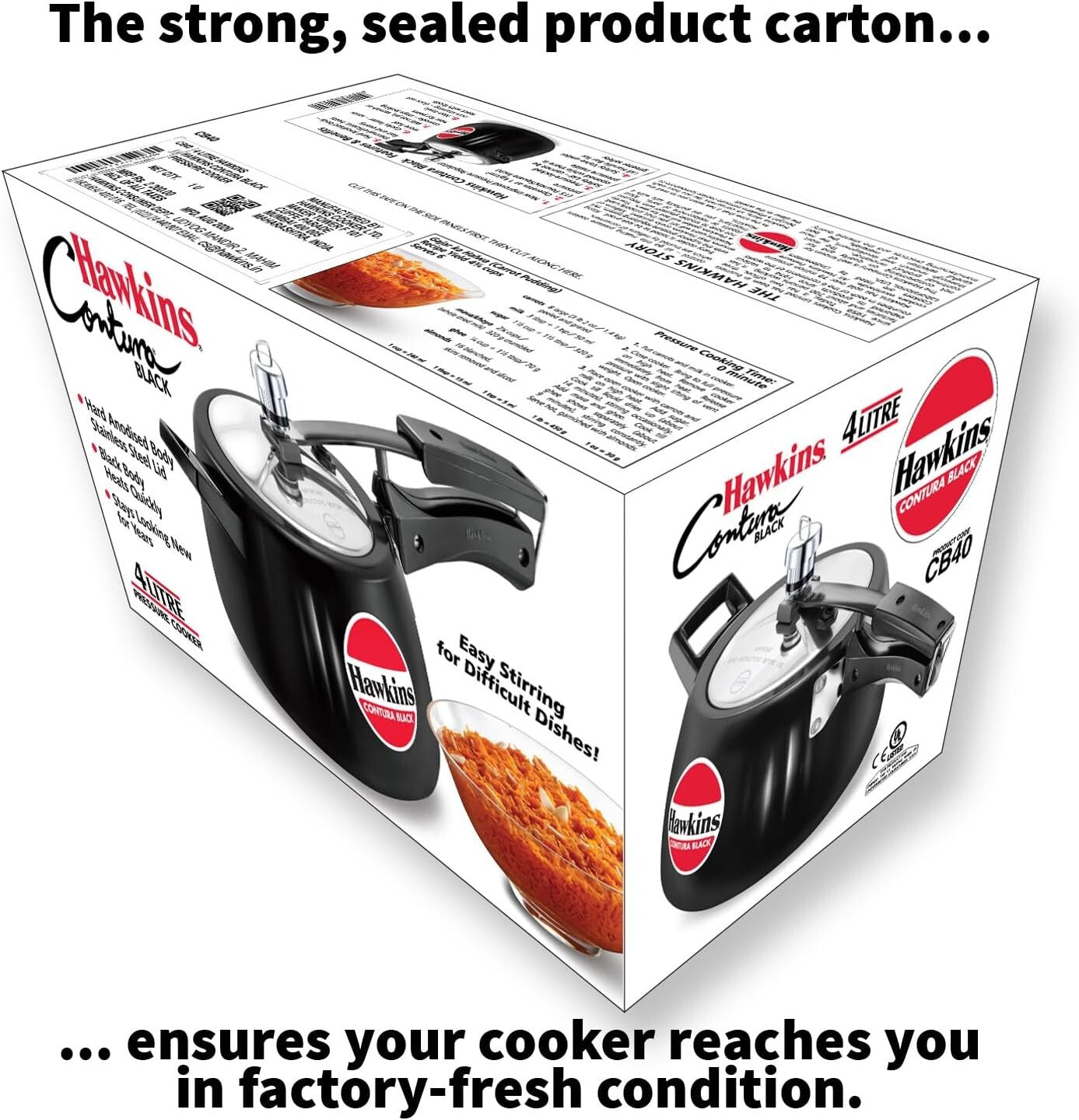 4L Hard Anodized Black Pressure Cooker - Modern Design for Fast Cooking