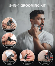 Load image into Gallery viewer, Rechargeable 5-in-1 Bald Men’s Shaver with Magnetic Shaving Head and LED Display