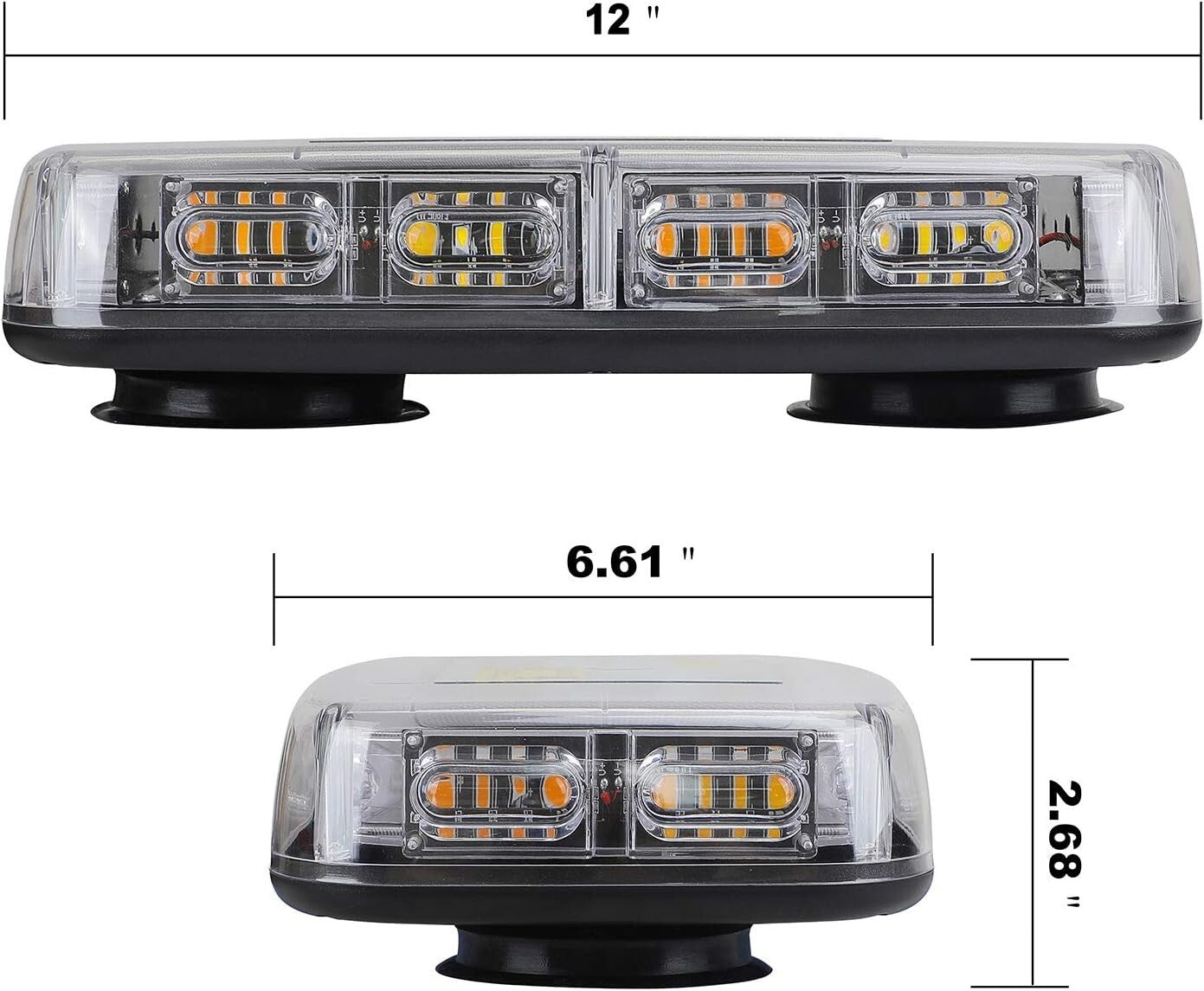 2pcs Waterproof LED Strobe Lights with Magnetic Base for Trucks and Snow Plows