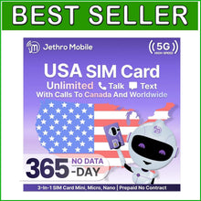 Load image into Gallery viewer, Unlimited Talk &amp; Text Phone Plan | Easy 12-Month Prepaid SIM by Jethro Mobile