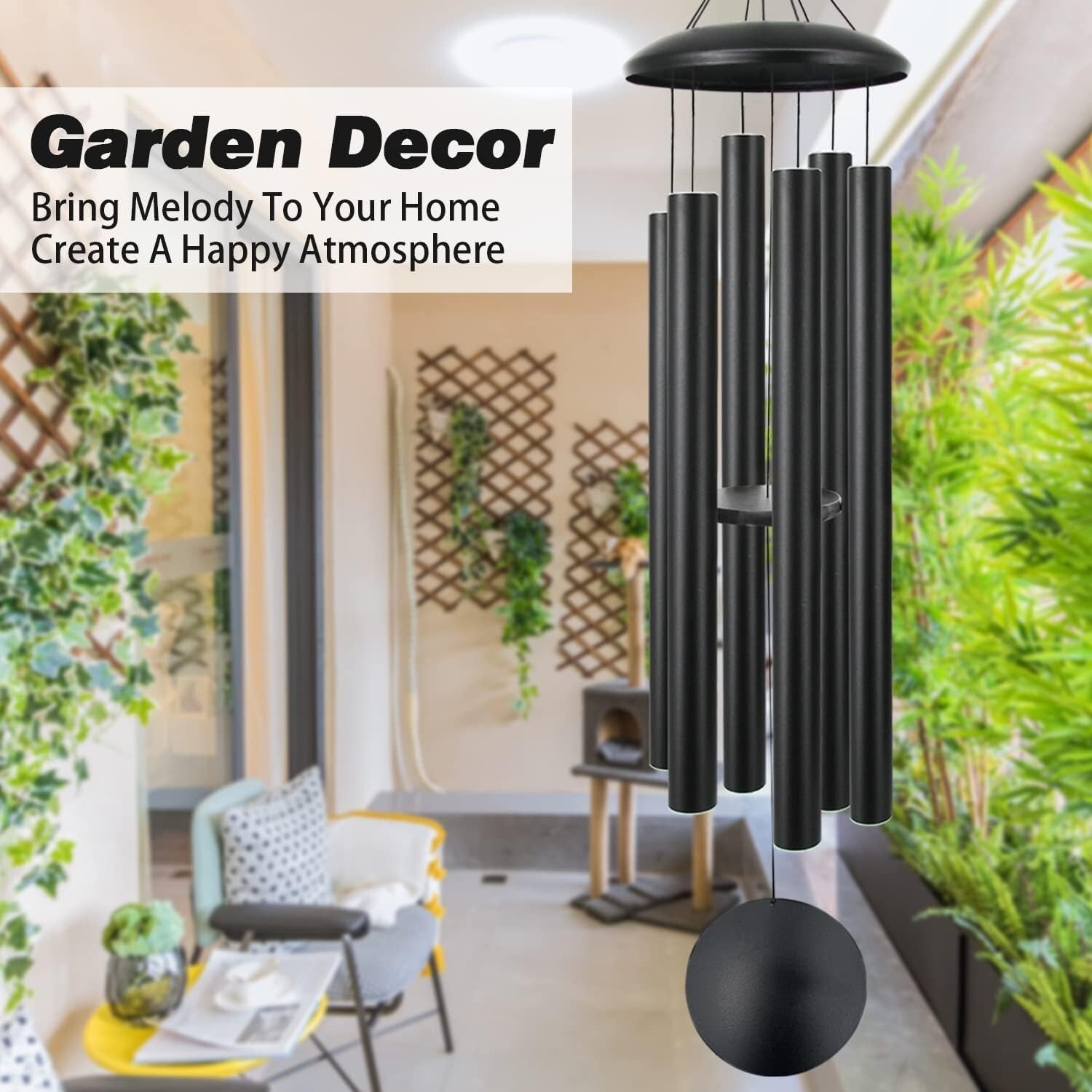 Aluminum 60" Wind Chimes - Waterproof Deep Tone Outdoor Decor for Any Occasion