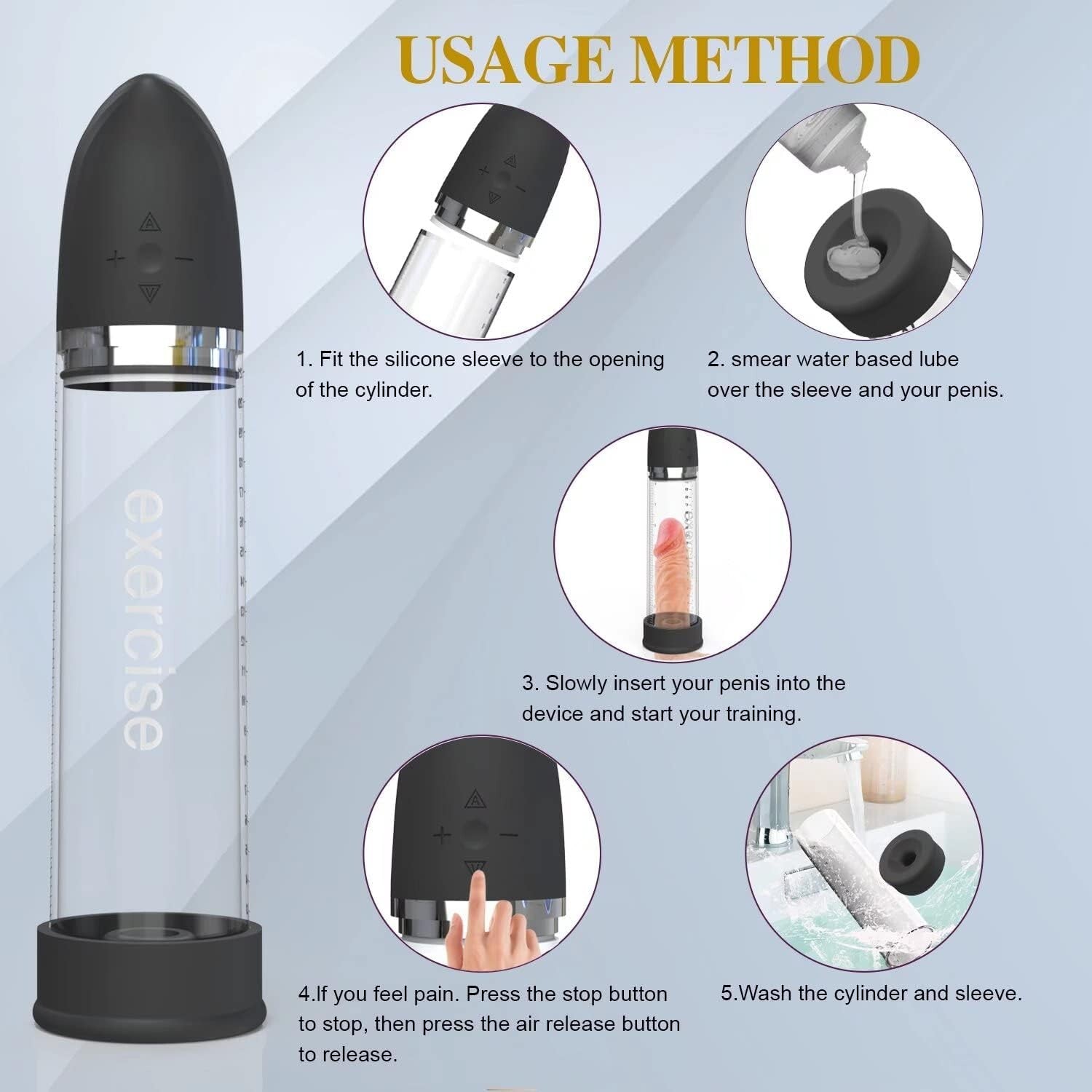 Rechargeable Electric Penis Pump with 5 Suction Levels for Stronger Erections