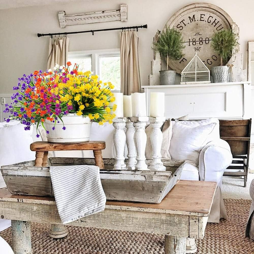 Charming UV Resistant Faux Flowers - 20 Bundles Perfect for Events and Gardens