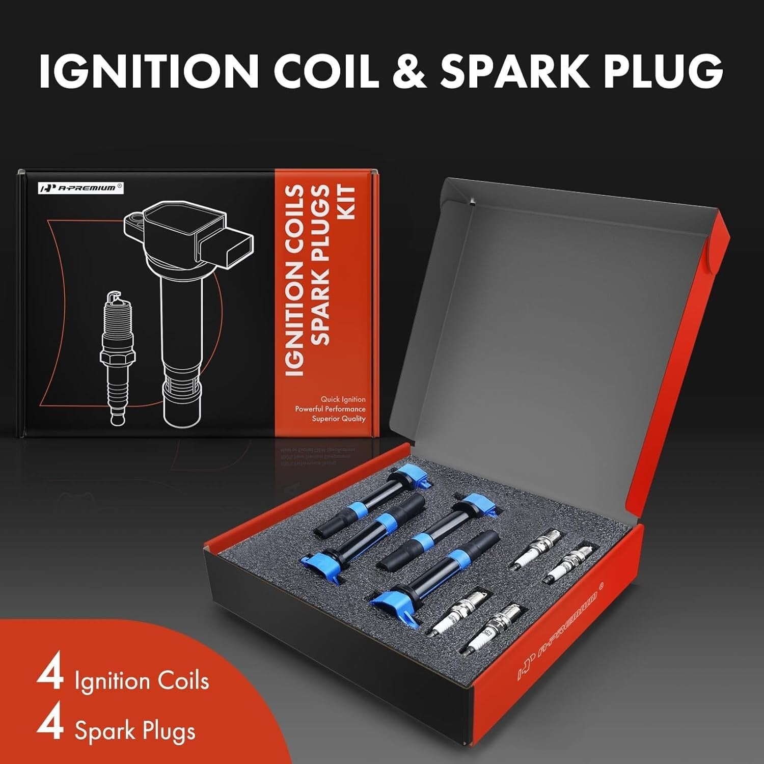 Enhanced Performance Ignition Coil Pack & Iridium Spark Plugs for Hyundai Accent