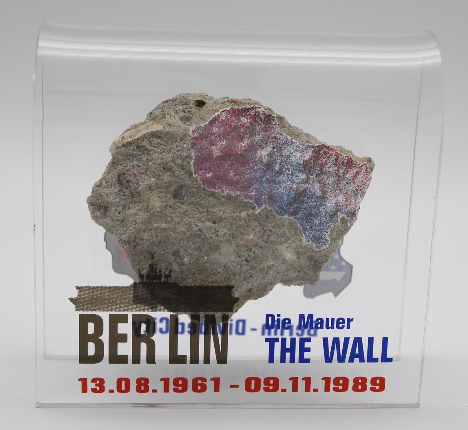 Collectible Berlin Wall Fragment in Durable Acrylic Display - Perfect 4"x4" Size