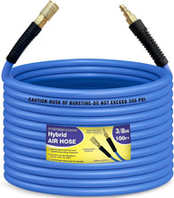 Load image into Gallery viewer, 3/8 in x 100 ft Flexible Air Hose with Quick Coupler - 300 PSI Performance Blue