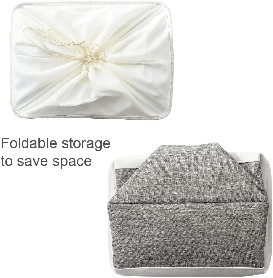 Durable White & Grey Fabric Storage Baskets - X-Large Size for Home Organization