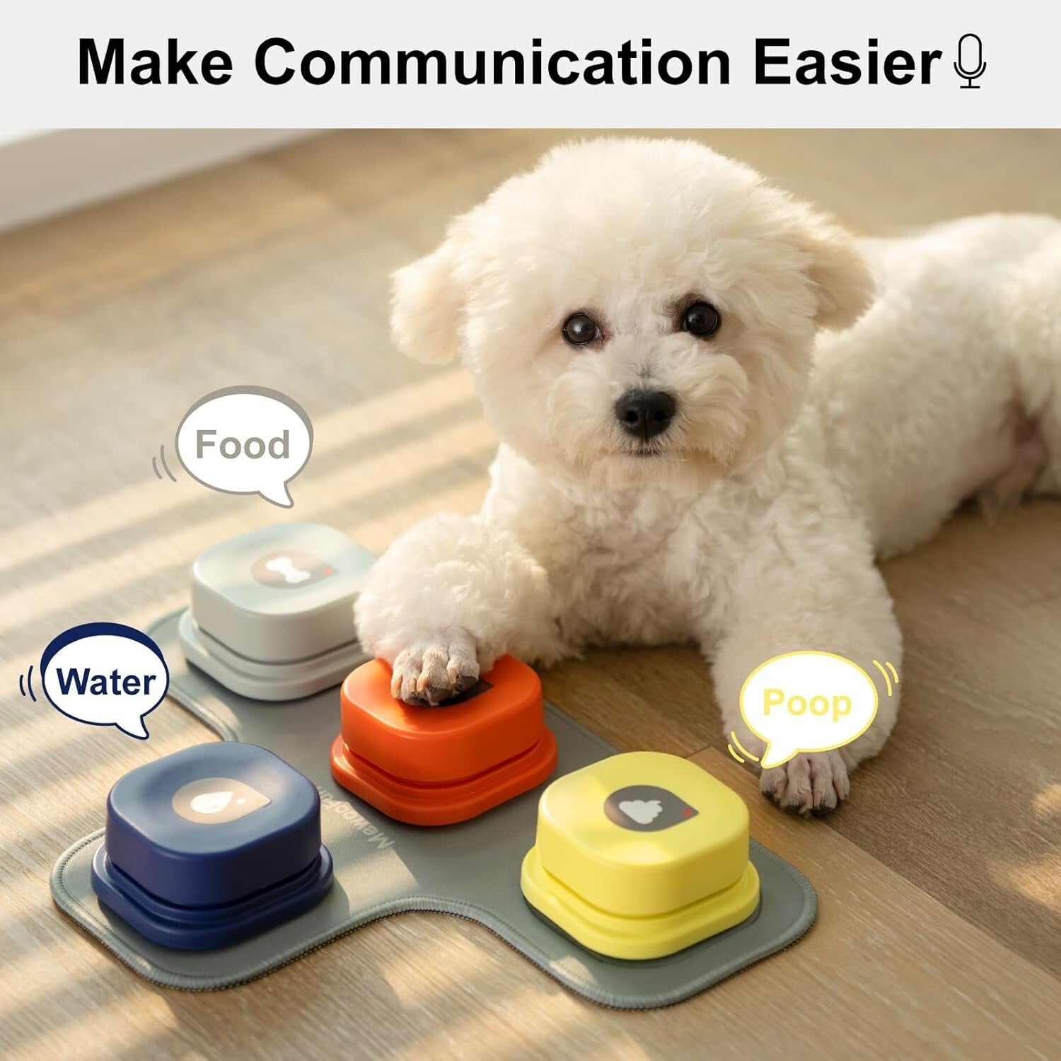 Recordable Dog Communication Buttons with Rubber Mat for Interactive Training