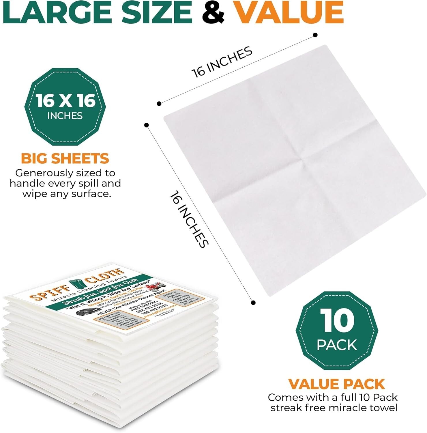 Chemical-Free Miracle Towels - 10 Reusable Streak-Free Cloths for Multi-Purpose