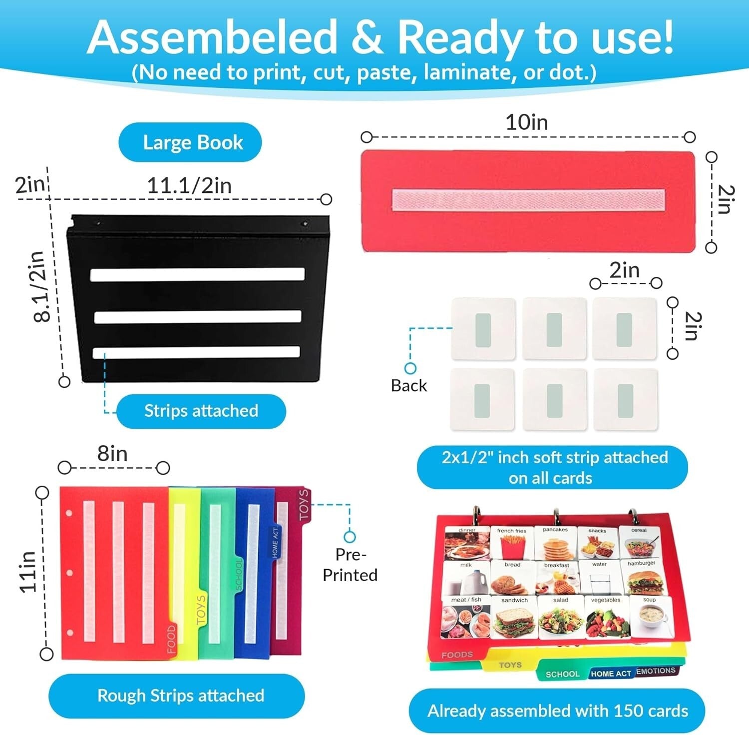 Portable Autism Communication Kit with 162 Photo Cards & Color-Coded Dividers