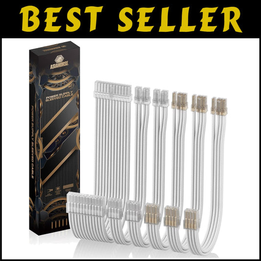 High-Current 30CM PSU Extension Cable Set with Elegant White Design and Combs