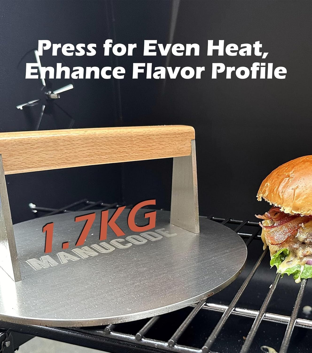 9-Inch Grill Press: Searing Panini, Steak & Chicken with Ease - Safety Handle