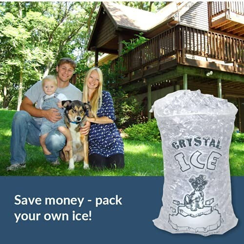 Eco-Friendly Disposable Plastic Ice Storage Bags 10 lbs with Cotton Drawstring