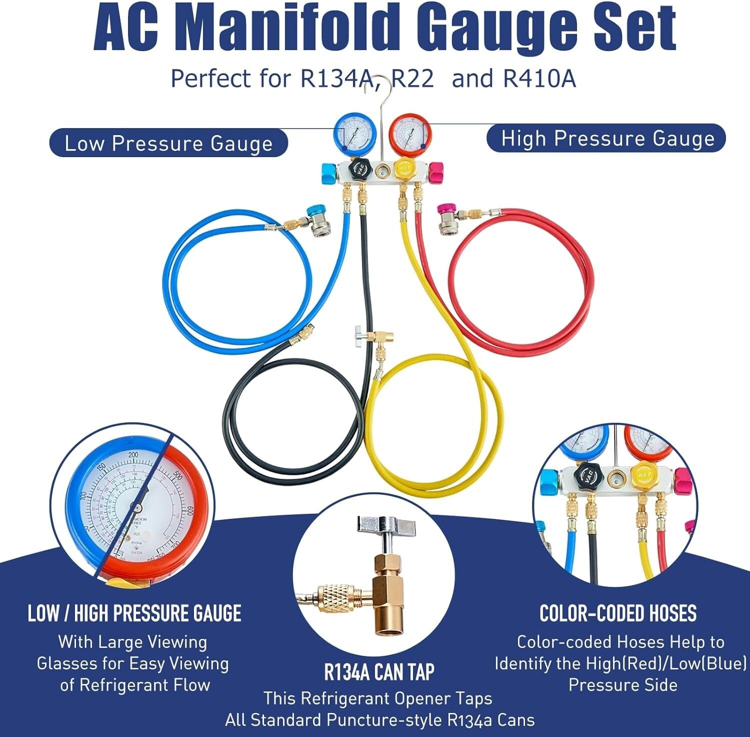 Efficient AC Vacuum Pump at 3.5CFM with Professional Gauge Set Accessories