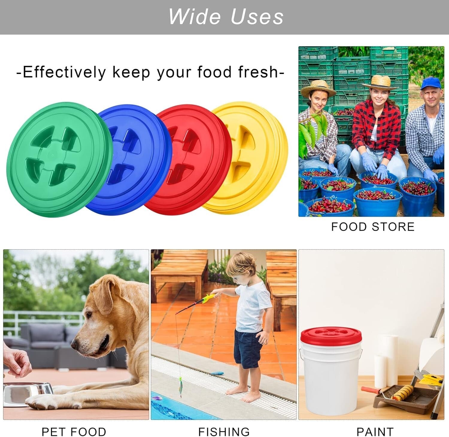 4-Pack Twist Sealing Lids for 5-Gallon Buckets - Hygienic & Leak-proof Design