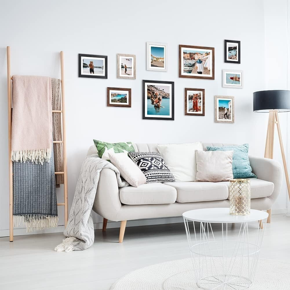 Versatile 10-Piece Matted Picture Frame Collection with HD Glass Protection