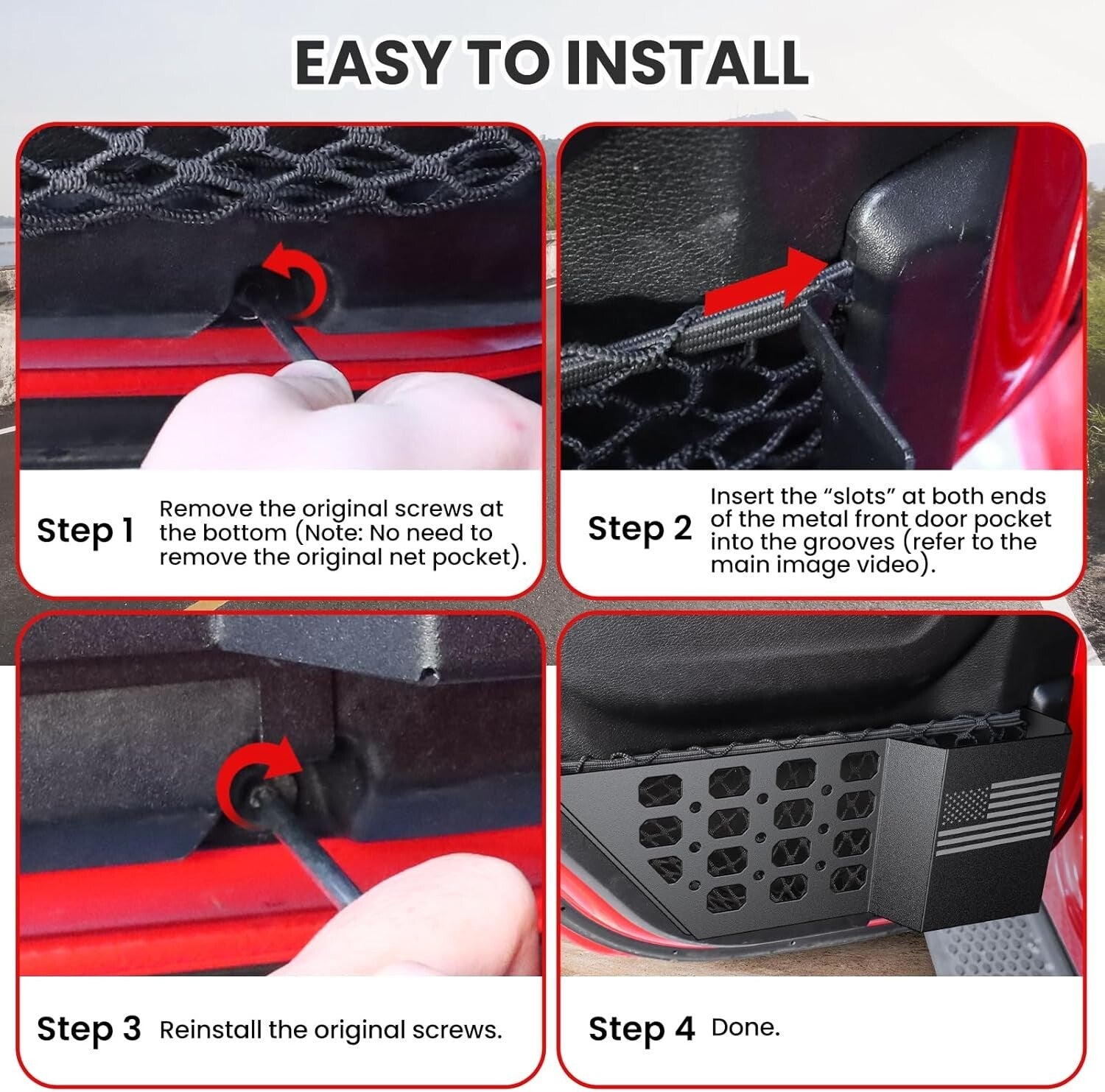 2-Pack Molle Panel Rear Door Storage Organizer for 2018-2025 Jeep Wrangler & JT