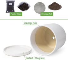 Load image into Gallery viewer, Compact 10" Round Ceramic Planter With Drainage Hole &amp; Protective Pad for Home