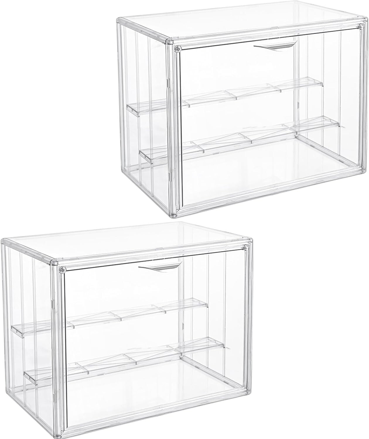 Stylish 3-Tier Clear Acrylic Display Storage Boxes with Movable Plates