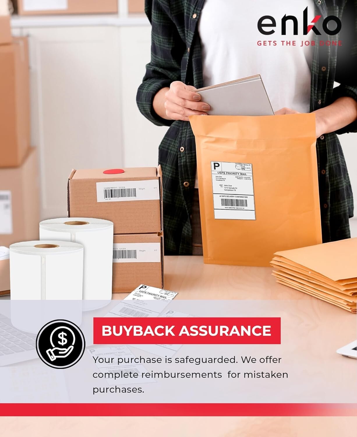 Eco-Friendly 4x6 Blank Shipping Labels - Compatible with Dymo & Zebra Printers