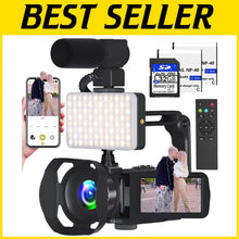 Load image into Gallery viewer, Portable 8K Digital Camera with Fill Light &amp; External Mic for YouTube Vlogging