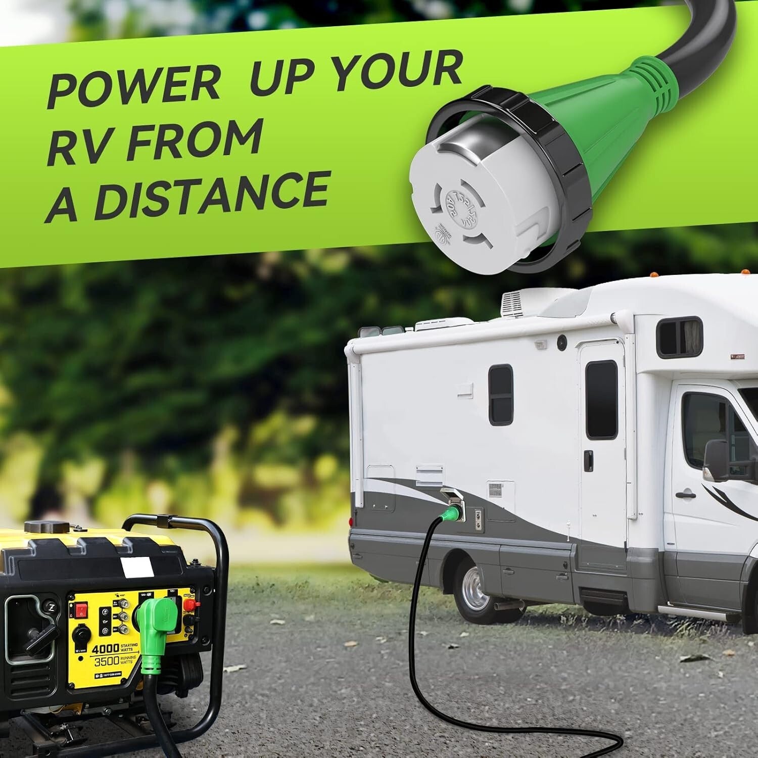 50 Amp Generator Cord 25FT with Pre-Drilled Power Inlet Box Kit, Durable & Safe