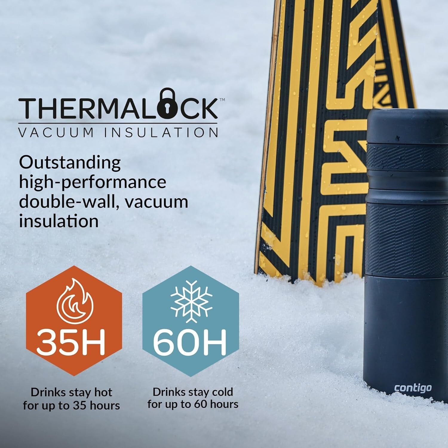 Durable Vacuum Insulated Travel Flask - Keep Drinks Hot for 35H & Cold for 60H